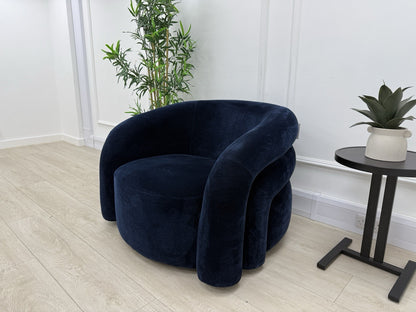 Sofology Dalston Fabric Swivel Chair In Navy
