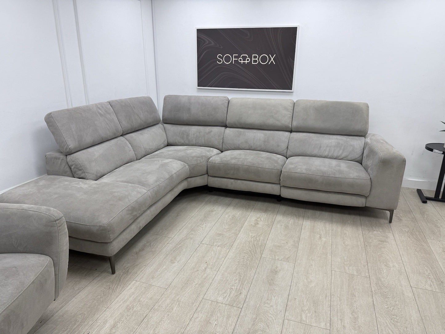 Fishpools Bella Power Recliner Corner Sofa & Amalfi Swivel Chair Set Dove Grey