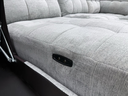 DFS Steller Power Recliner Slider Corner Sofa In Mist Grey Fabric