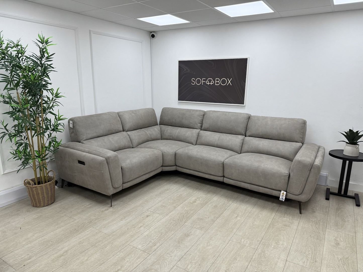 DFS San Mateo Power Recliner Corner Sofa In Misty Arizona Fabric