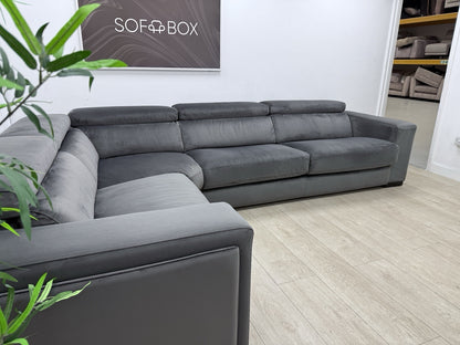 DFS Wander Power Recliner Corner Sofa Bed In Velvet Charcoal Fabric