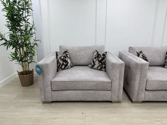 Sofology Titan Fabric Loveseat Full Back in Marina Stone/Stone Mix