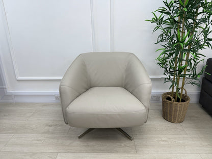 Sofology Adler Swivel Chair In Stone Leather
