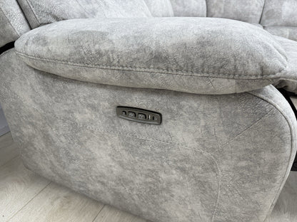 Furniture Village Moreno Power Recliner Corner Sofa & Footstool In Grey