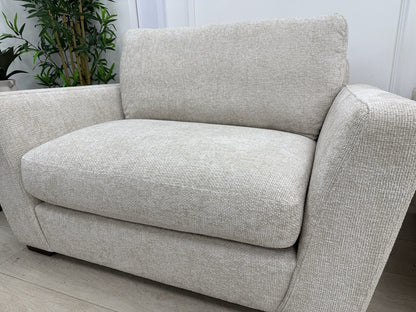 Next L Shape Sofa & Cuddle Chair Set In Chunky Cross Weave Oatmeal Fabric