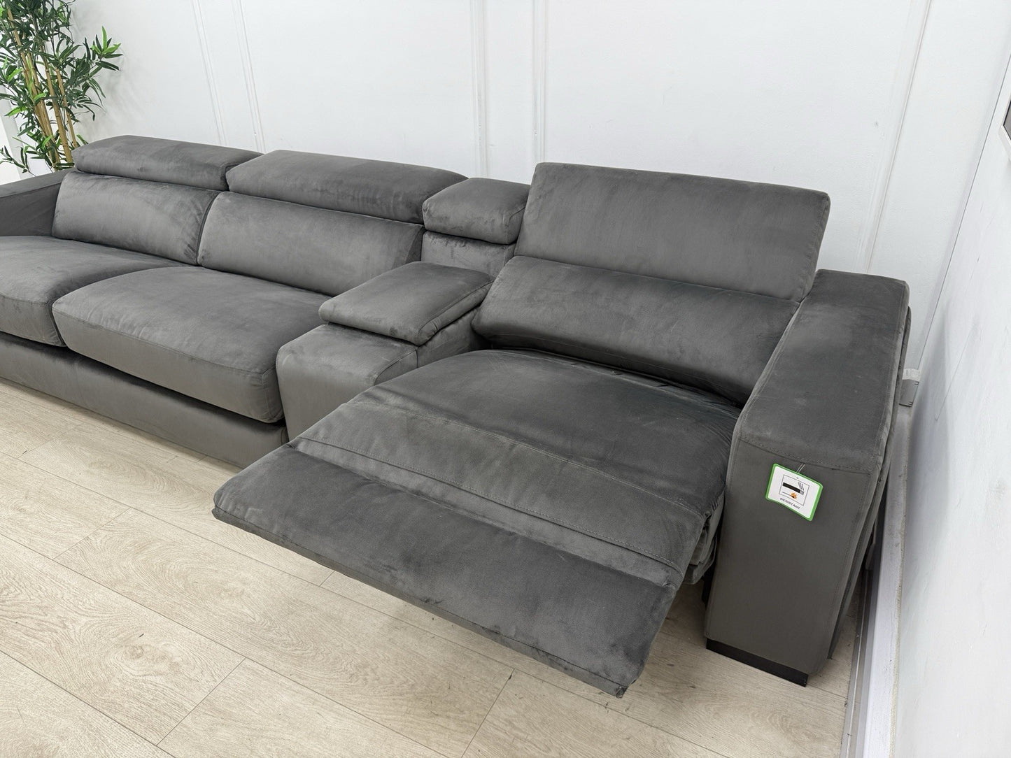 DFS Wander Power Recliner/Sofa Bed 4 Seater Sofa In Charcoal Velvet Fabric