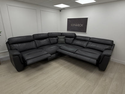 DFS Ronan Leather 4x Power Recliner Corner Sofa In Grey