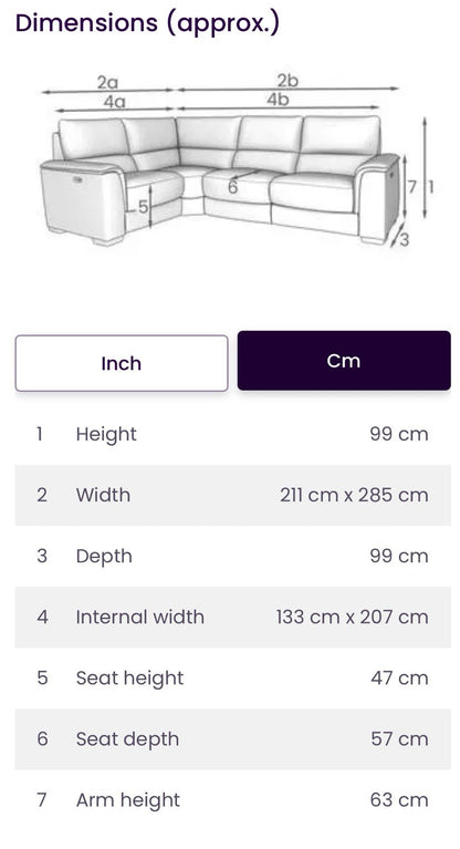 DFS Arwen Power Recliner Corner Sofa Right Hand Facing & Footstool Set In Navy
