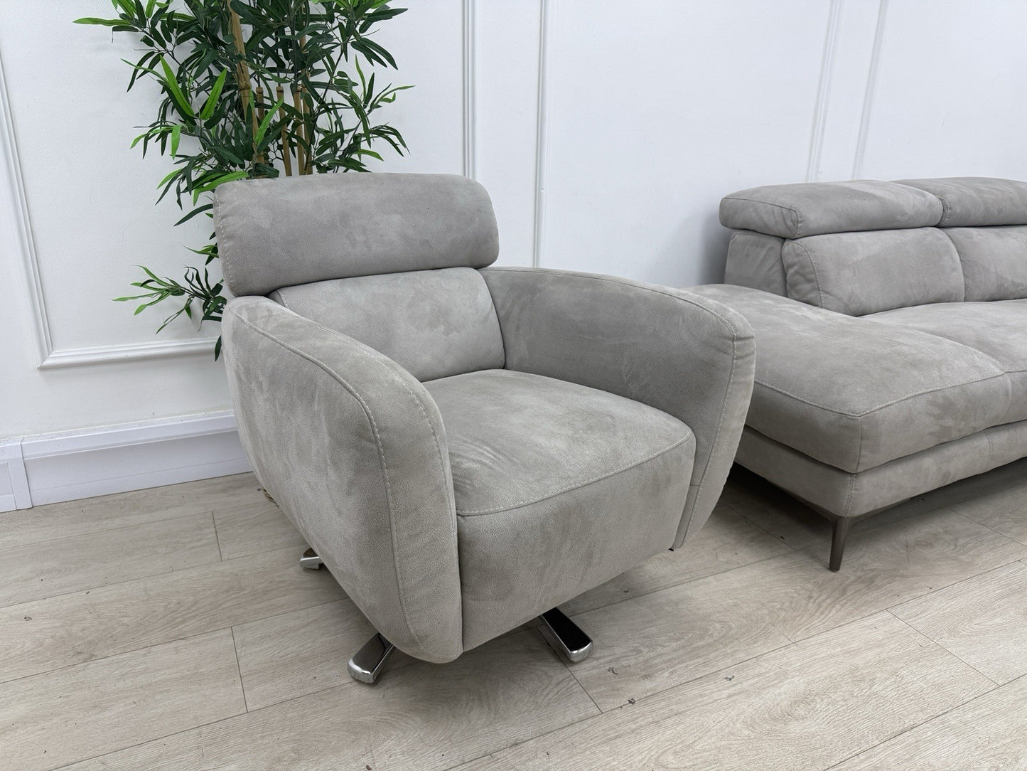 Fishpools Bella Power Recliner Corner Sofa & Amalfi Swivel Chair Set Dove Grey