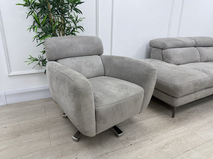 Fishpools Bella Power Recliner Corner Sofa & Amalfi Swivel Chair Set Dove Grey