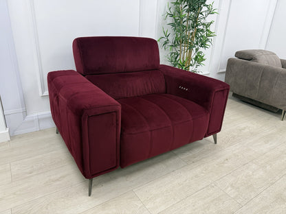 DFS Showcase Power Recliner Chair in Boutique Plum Velvet Fabric