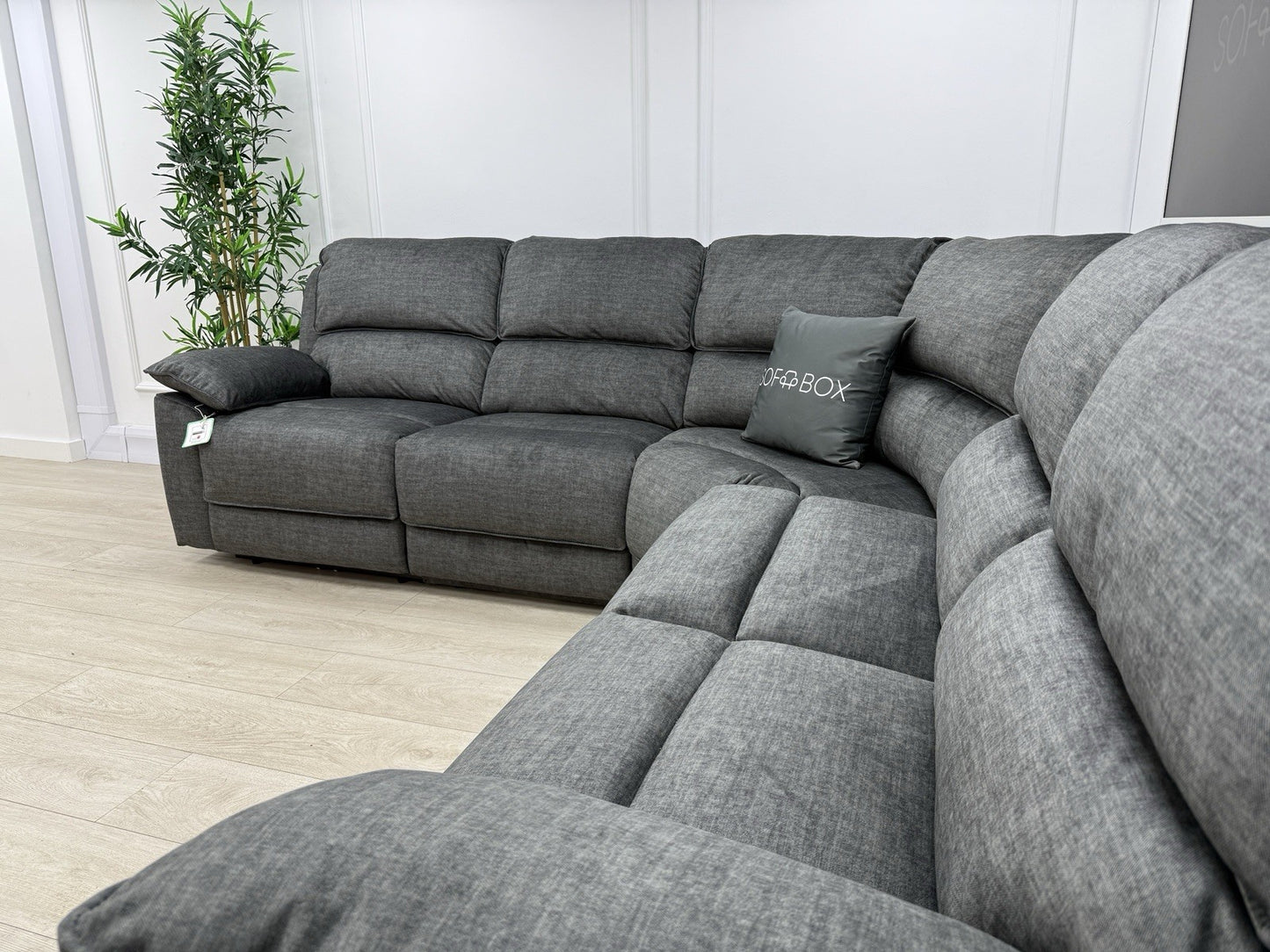 Oak Furnitureland Goodwood Power Recliner Corner Sofa In Plush Charcoal Fabric