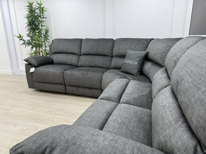 Oak Furnitureland Goodwood Power Recliner Corner Sofa In Plush Charcoal Fabric