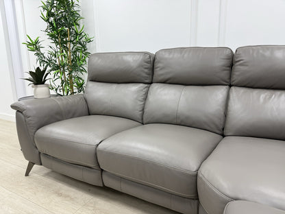 Furniture Village Contempo Power Recliner Corner Sofa &amp; Footstool Grey Leather