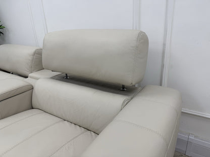 DFS Showcase Power Recliner 3 Seater Sofa With Smart Console Unit Frost Leather