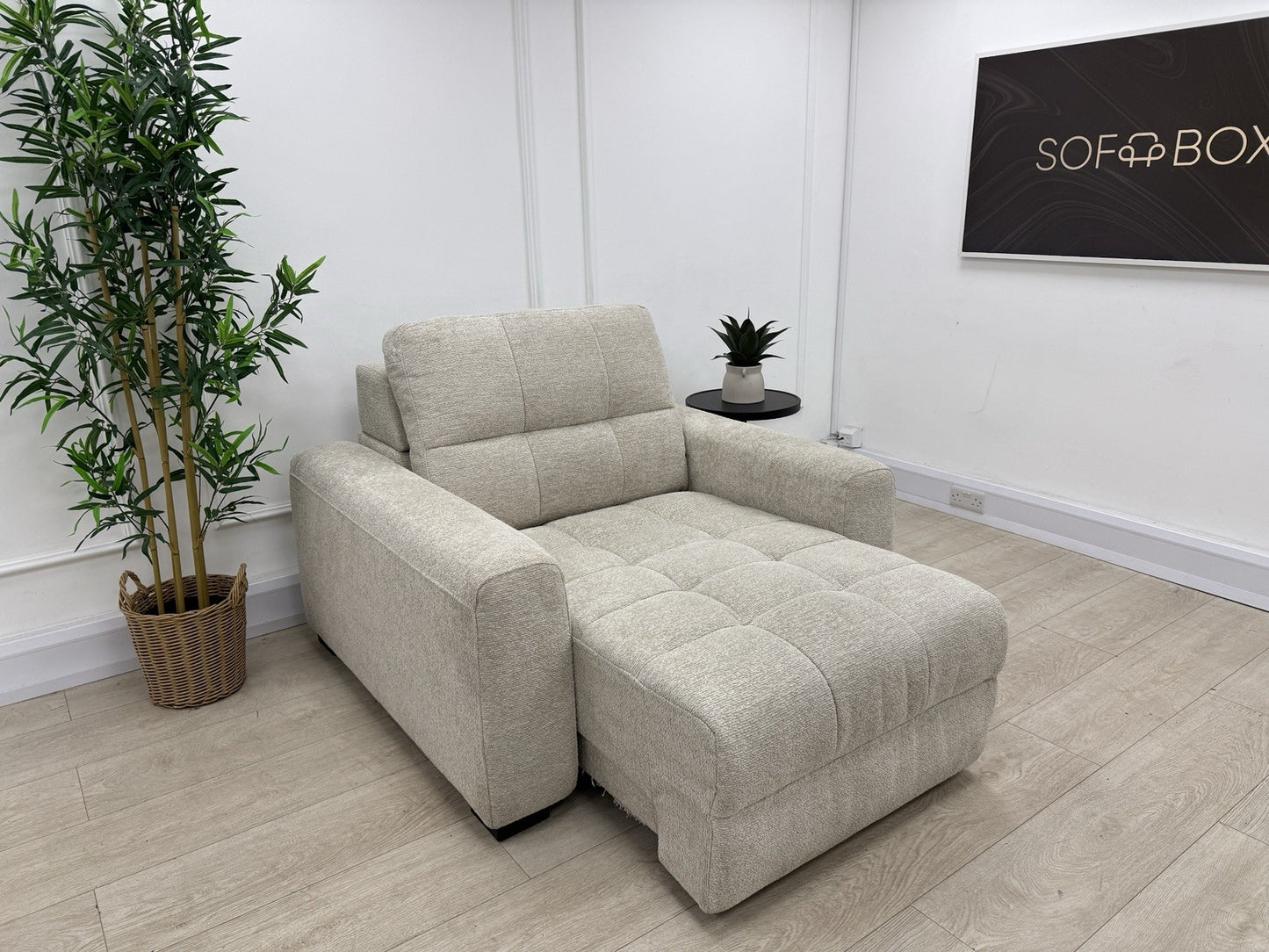 DFS Una Power Slider Chair In Roma Oyster Fabric