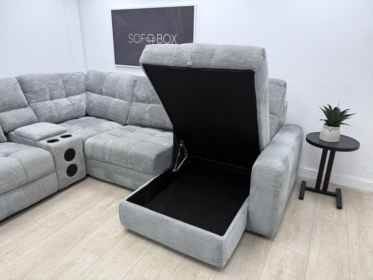 DFS Steller Power Recliner Corner Sofa In Mist Grey