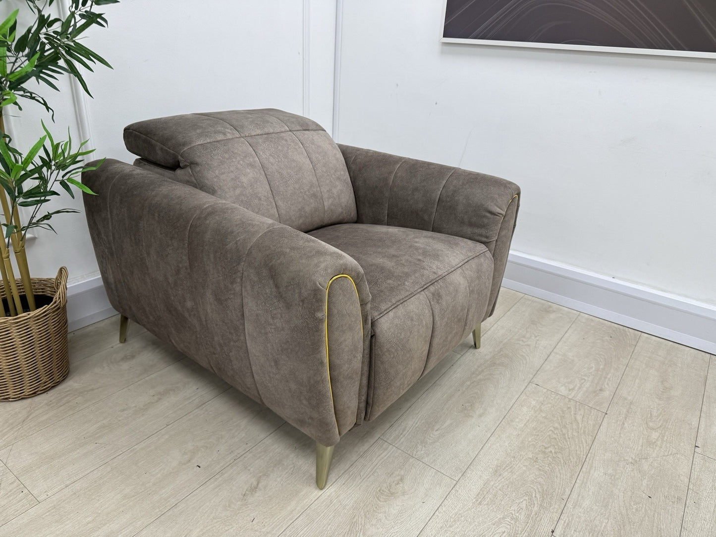 DFS Lidia Power Recliner Chair In Mayson Truffle Fabric