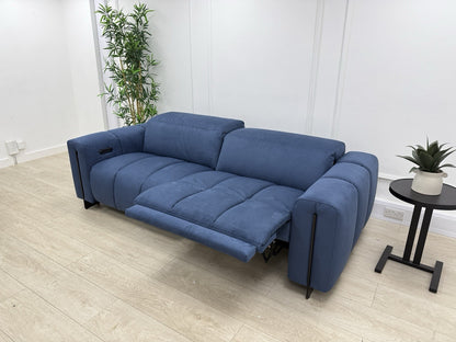 Italia Living 3 Seater Power Recliner Sofa In Luna Blue