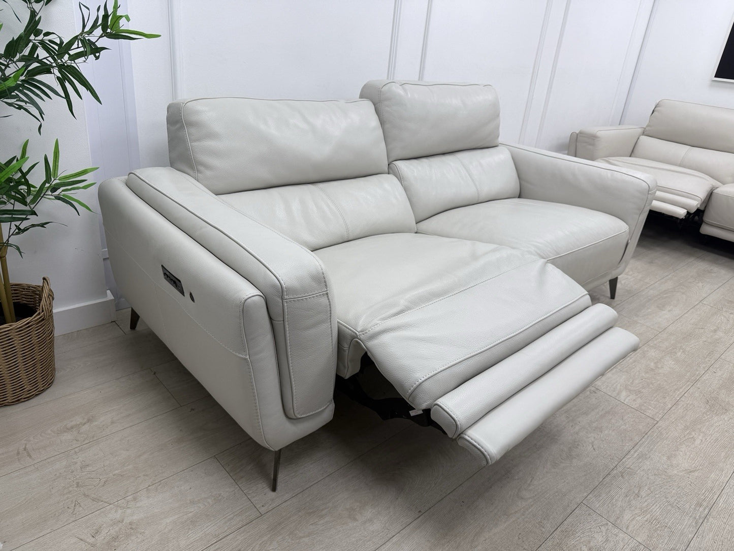 DFS San Antonio 3 Seater Power Recliner Heated Sofa In Fossil Leather