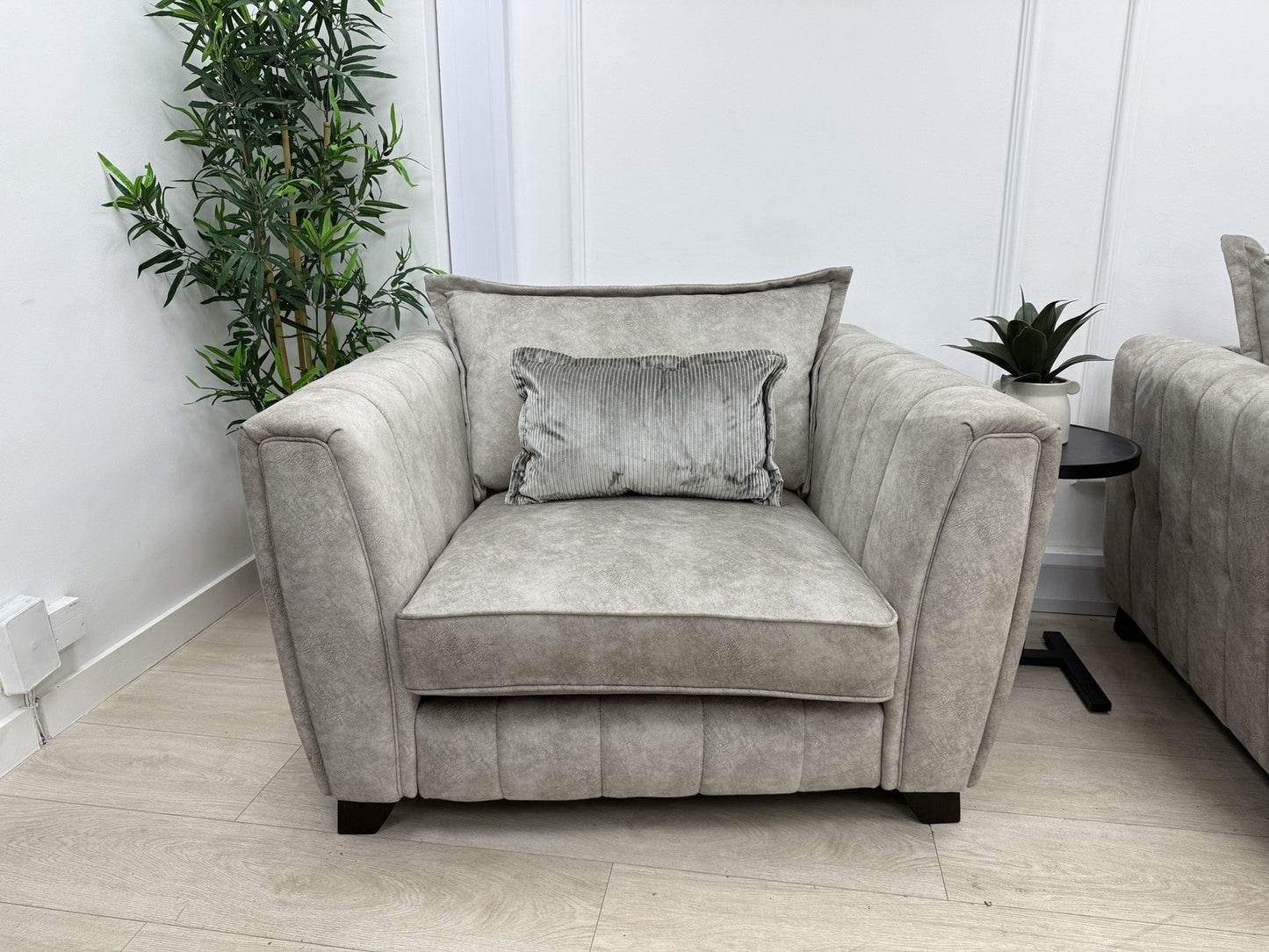DFS Cherished Grande 4 Seater Sofa & Armchair Set In Oatmeal Self Piped