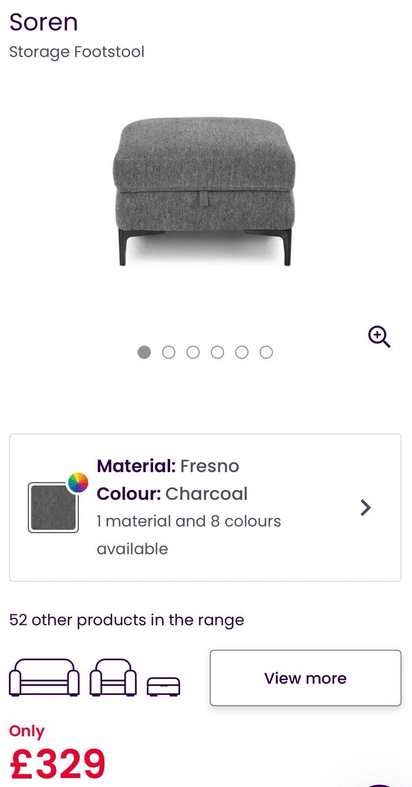 DFS Soren Power Recliner Corner Sofa & Footstool In Charcoal