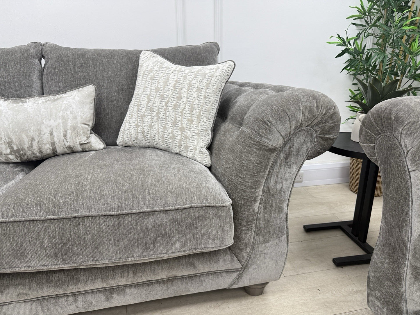 Sofology Highgrove 3 Seater Sofas Set In Grey Chenille Fabric