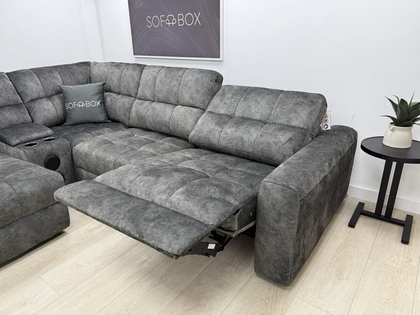 DFS Steller Corner Power Motion Chaise Sofa In Grey Mason Fabric