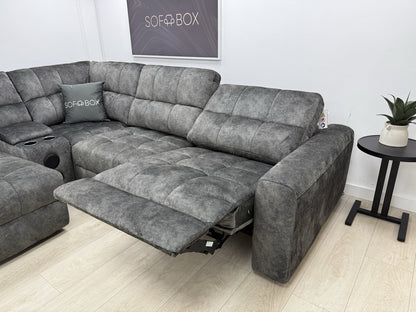 DFS Steller Corner Power Motion Chaise Sofa In Grey Mason Fabric