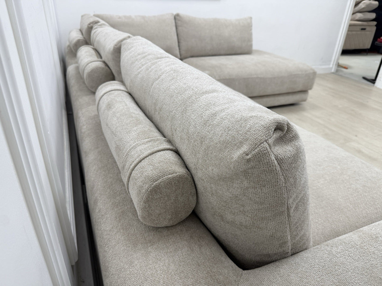 Sofology Amalfi Corner Sofa In Cosy Chenille Stone Fabric