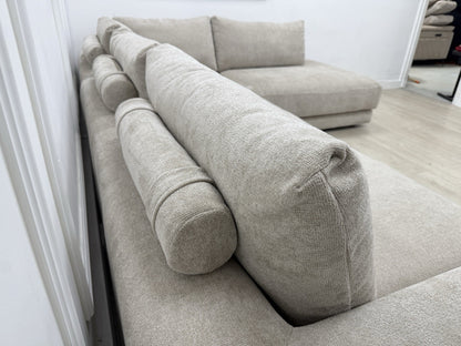 Sofology Amalfi Corner Sofa In Cosy Chenille Stone Fabric