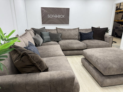 DFS Devine Corner Sofa & Footstool In Chocolate