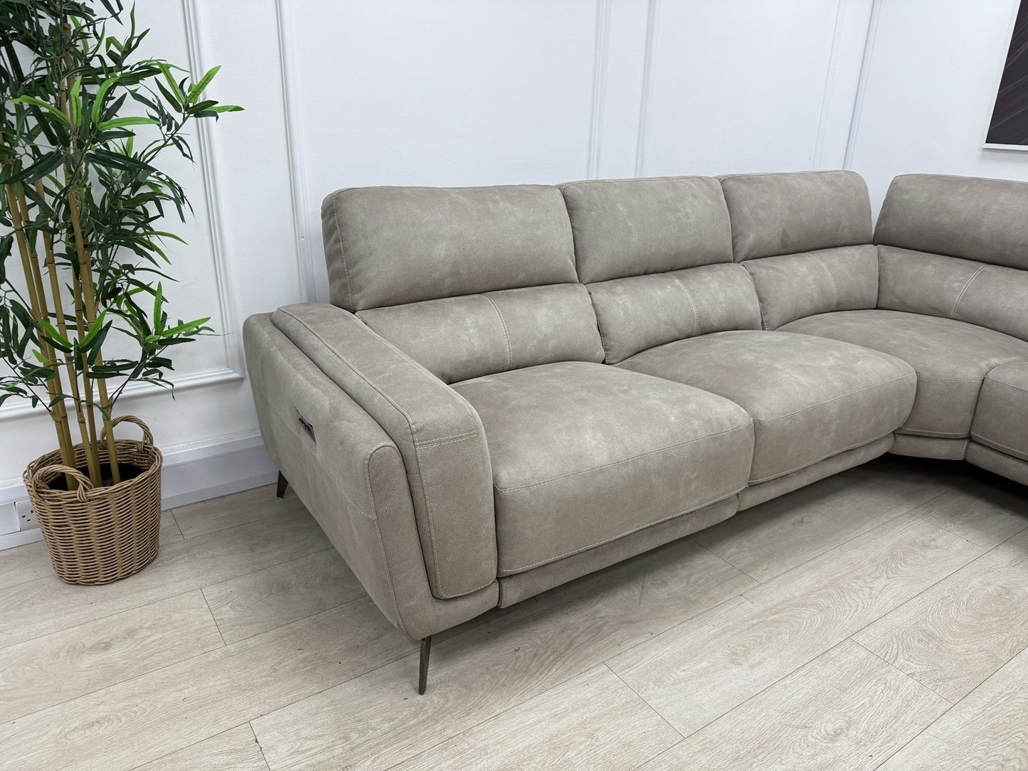 DFS San Mateo Power Recliner Corner Sofa In Arizona Stone Fabric