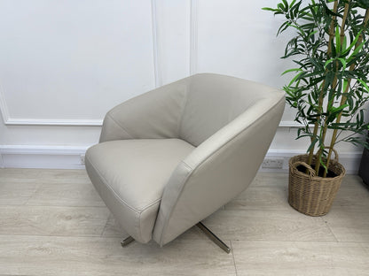 Sofology Adler Swivel Chair In Stone Leather