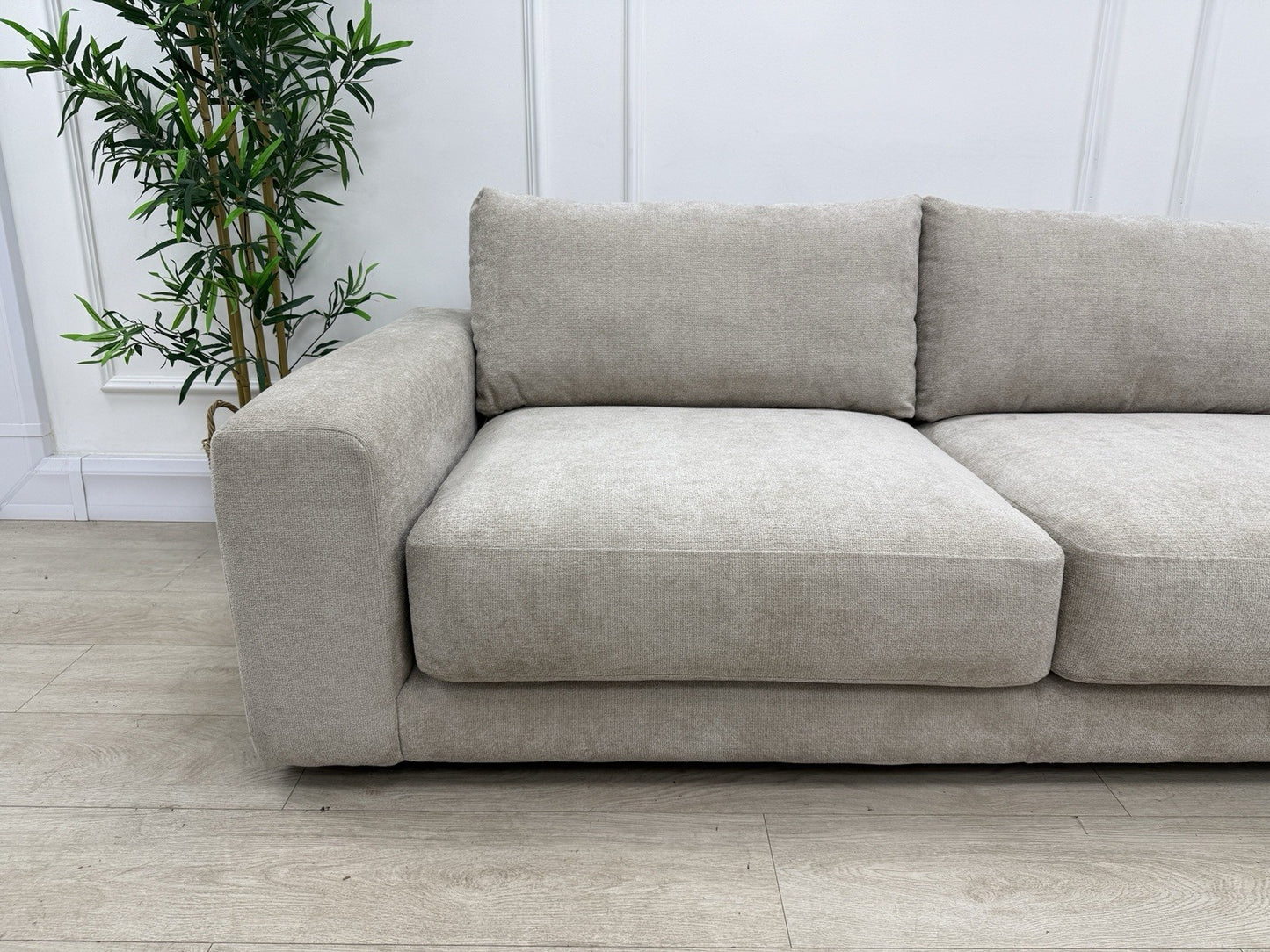 Sofology Amalfi Corner Sofa In Cosy Chenille Stone Fabric