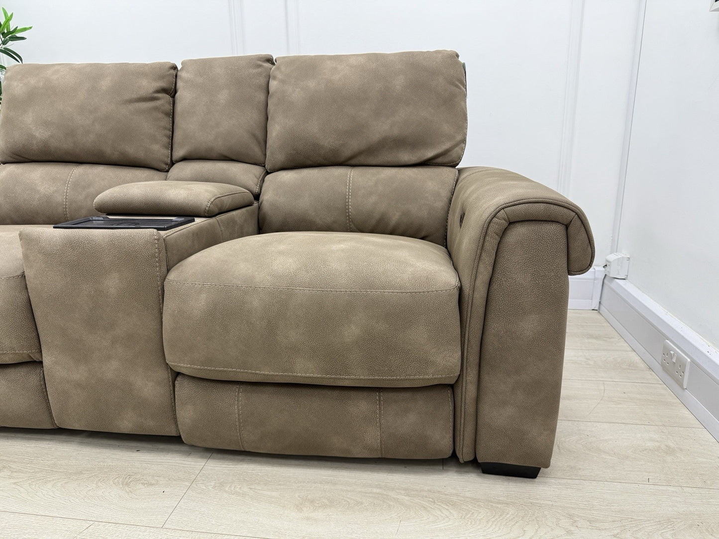 Furniture Village Nixon 2 Seater Power Recliner Sofa In Caramel Fabric