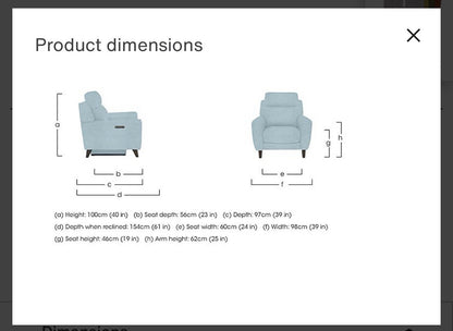 Furniture Village Zen Power Recliner Chair Set X2 In Herringbone Grey Fabric