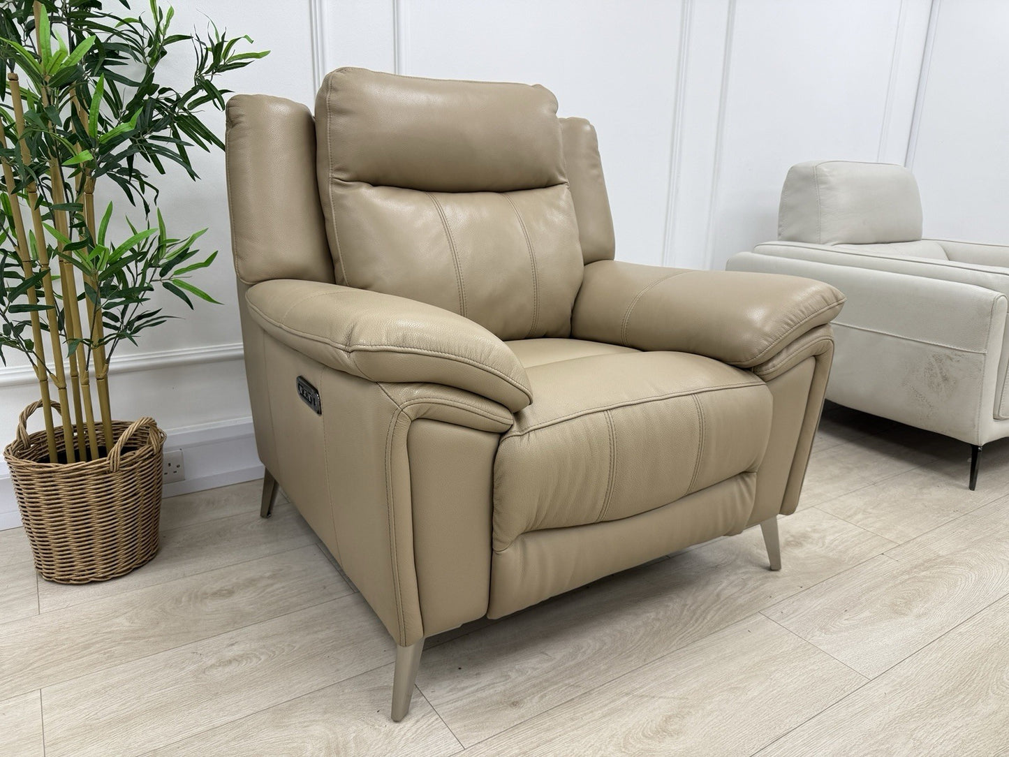 DFS Wren Power Recliner Armchair In Tan Leather