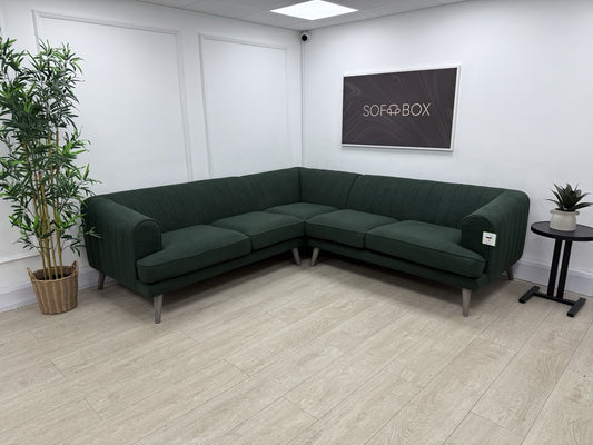 DFS Enhanced Corner Sofa In Green Bouclé Fabric