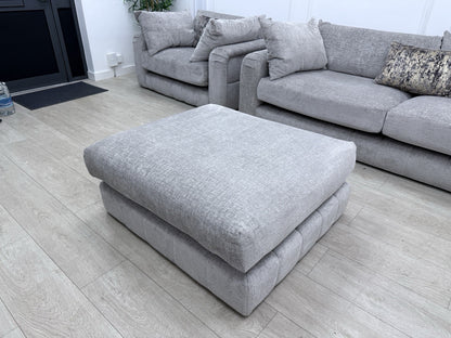 Sofology The Westwood 4 Seater Sofa, Loveseat & Footstool In Silver Chenille