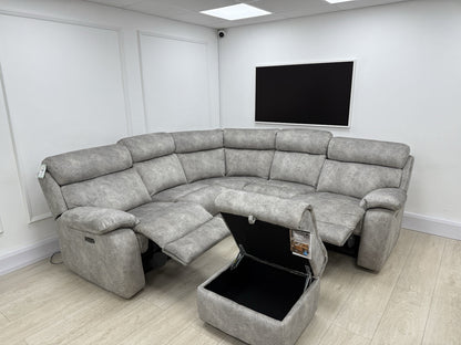 Furniture Village Moreno Power Recliner Corner Sofa & Footstool In Grey