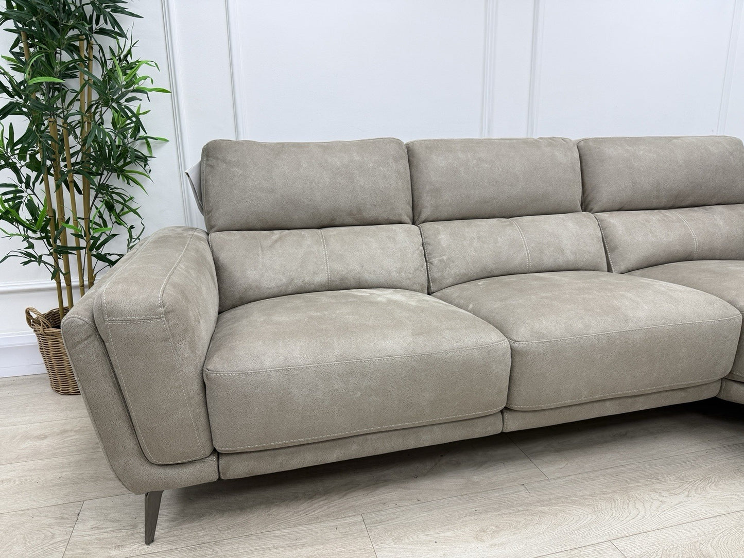 DFS San Mateo Power Recliner Corner Sofa In Arizona Stone Fabric