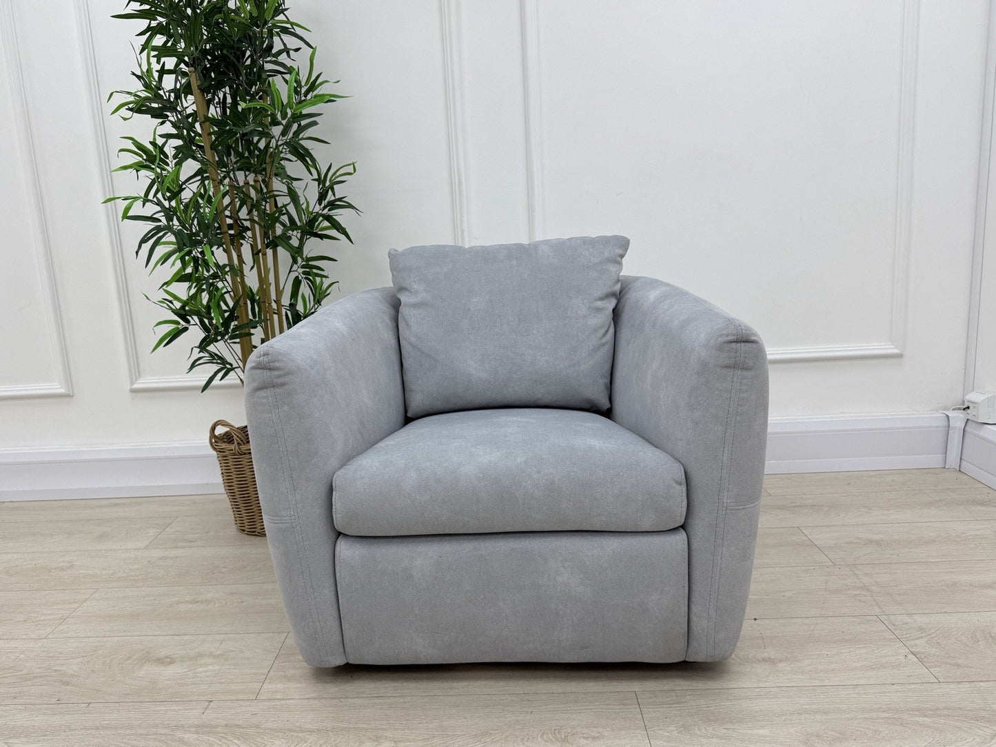 Sofology The Marvella Fabric Swivel Chair In Lifestyle Flecked Fabric Silver