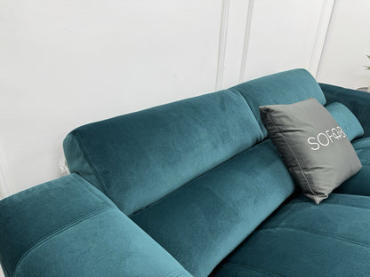 DFS Torren 3 Seater Power Recliner Sofa With Power Headrests In Teal Velvet