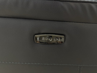 DFS Ronan Leather 4x Power Recliner Corner Sofa In Grey