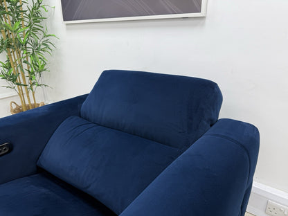 Furniture Village New York Power Recliner 3 Seater & Chair Set In Navy Velvet