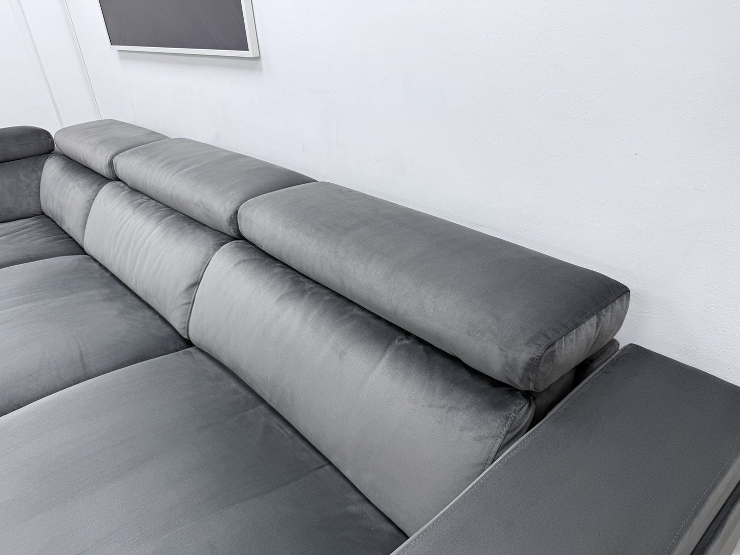 DFS Wander Power Recliner Corner Sofa Bed In Velvet Charcoal Fabric