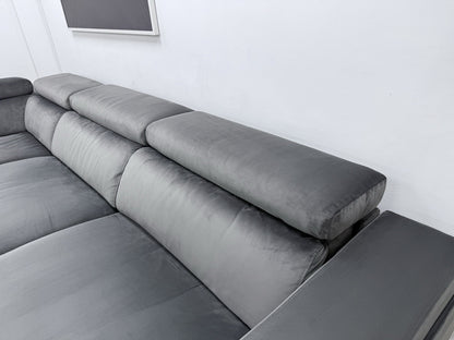 DFS Wander Power Recliner Corner Sofa Bed In Velvet Charcoal Fabric