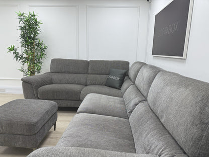 DFS Soren Power Recliner Corner Sofa & Footstool In Charcoal