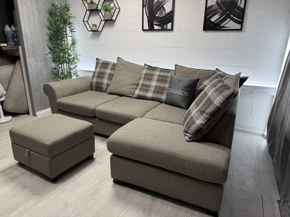 DFS Owen Corner Sofa and Footstool Set in Taupe